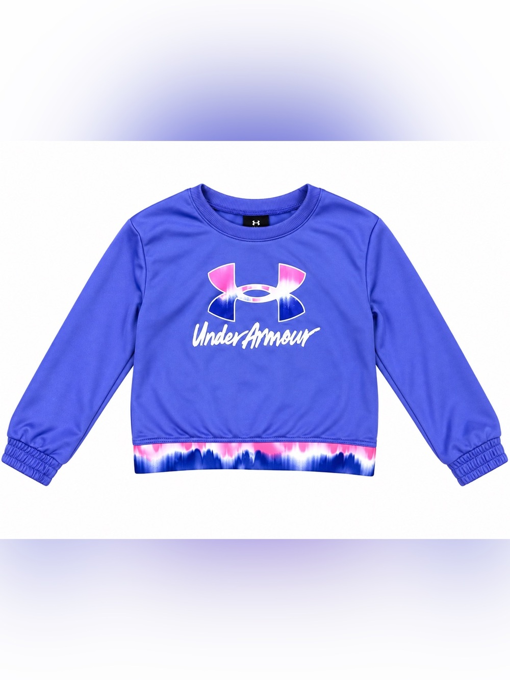 Under Armour Girls Purple Pink Tie Dye Logo Crewneck Sweatshirt Size 5